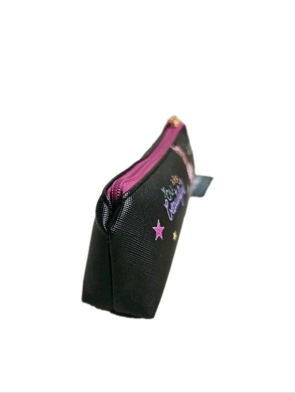 Nikky by Nicole Lee Slim Cosmetic Bag Makeup Travel Zipper Pouch Black Pink NWT